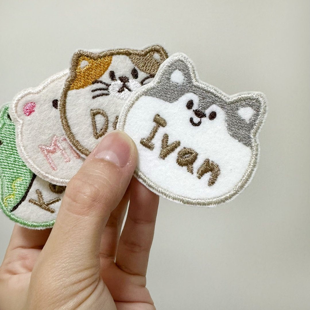 小動物刺繡姓名布貼